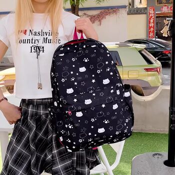 ins High-Quality Aesthetic School Bag for Girls, Middle School and High School Students, Kt Cat New Versatile Backpack