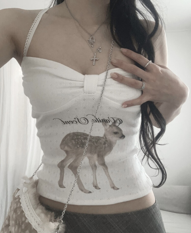 Angelnumber555 Same Style 2025 Spring/Summer Hot Girl Slim Vanilla Deer Tube Top Camisole