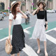 Summer chiffon strappy black and white polka dot fishtail skirt