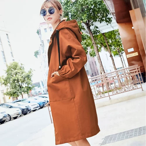 Демисезонная куртка, демисезонный длинный плащ, толстовка с капюшоном, пуховик, в корейском стиле, большой размер, увеличенная толщина