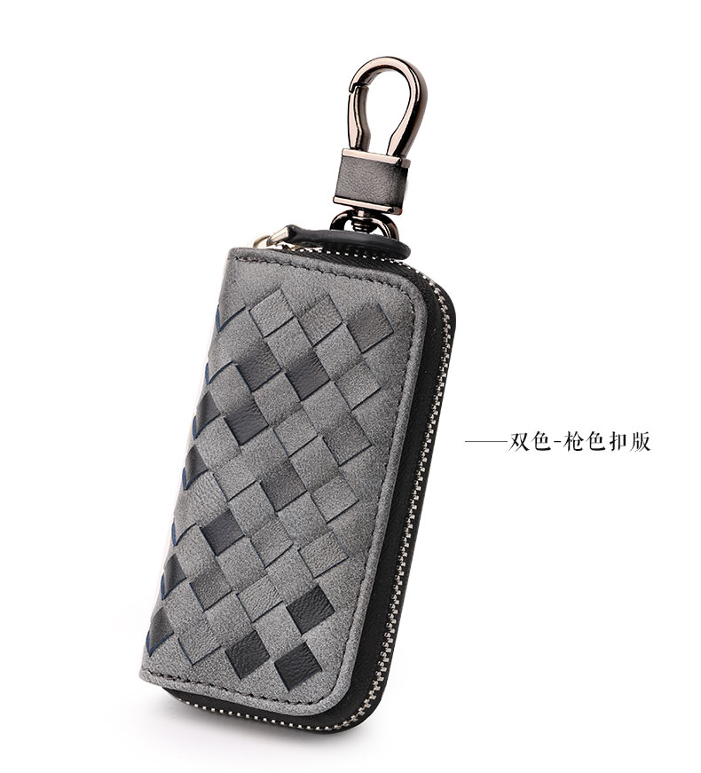 Da cừu Da bện Túi chìa khóa Thẻ Đàn ông và phụ nữ Thắt lưng Khóa Zipper Châu Âu và Mỹ ví nam da thật