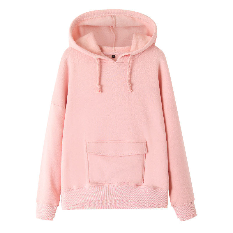 Special clearance pink sweater female Korean version loose hooded fleece sports casual BF plus velvet thick coat