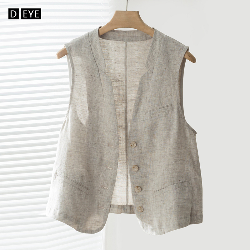 Linen Vest for Women, Spring/Summer 2026 New Style, Sleeveless Outerwear, Cotton-Linen Thin Single-Layer Cardigan Vest Jacket Linen Vest for Women, Spring/Summer 2026 New Style, Sleeveless Outerwear, Cotton-Linen Thin Single-Layer Cardigan Vest Jacket