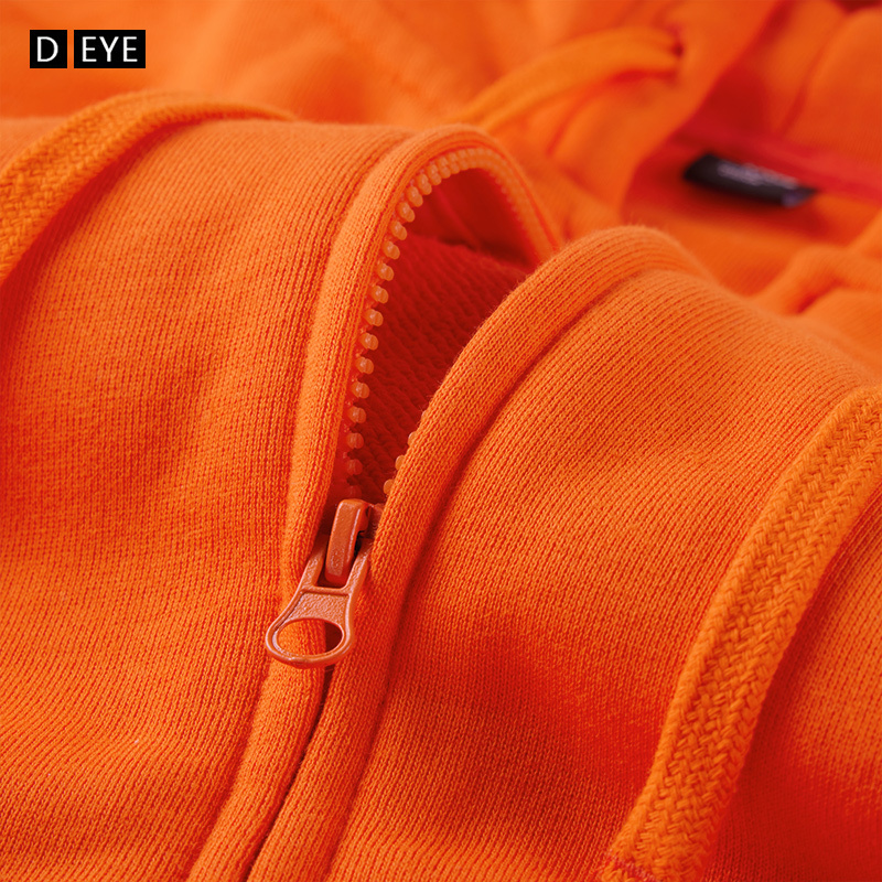 Orange Sweatshirt for Women, Spring and Autumn Sports Casual Pure Cotton Hoodie Top, Orange Zipper Cardigan Mid-Length Jacket