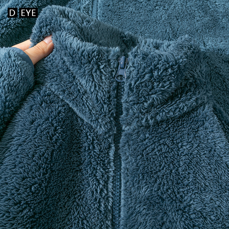 Blue Double-Sided Fleece Jacket for Women, Autumn and Winter Fleece Stand-Up Collar Inner Top, Coral Fleece Loungewear, Plush Sweatshirt Blue Double-Sided Fleece Jacket for Women, Autumn and Winter Fleece Stand-Up Collar Inner Top, Coral Fleece Loungewear, Plush Sweatshirt