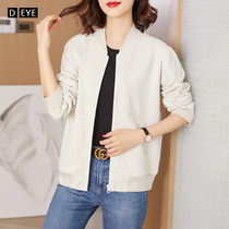Sweater womens cardigan 2021 new sports and leisure Korean version of loose stand collar zipper cotton jacket jacket