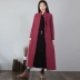 Áo gió nữ Q Qiling dài phần mùa xuân và mùa thu 2018 mới cotton và vải lanh văn học retro quốc gia khóa tấm là áo khoác mỏng áo gió nữ Trench Coat