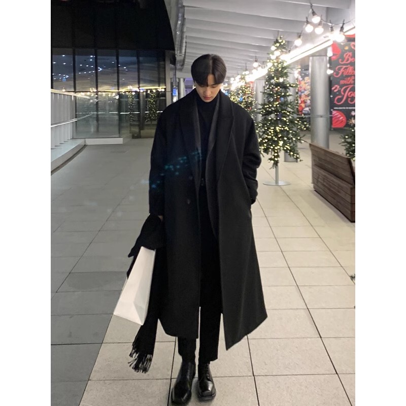 Kangshi Yishu Trendy Brand Autumn and Winter Double-Sided Cashmere Coat for Men, Mid-Length, Thickened, Over-The-Knee, Korean Style Woolen Overcoat Kangshi Yishu Trendy Brand Autumn and Winter Double-Sided Cashmere Coat for Men, Mid-Length, Thickened, Over-The-Knee, Korean Style Woolen Overcoat