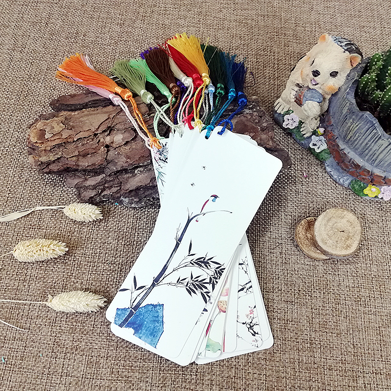 Bookmark Classical China Wind and ancient wind ink National painting Flowers Birds Lotus Flowers paper can write calligraphy ancient Poetry Words students use