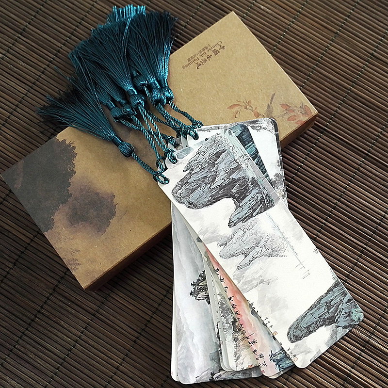 Bookmark classical Chinese style creative landscape Chinese painting paper ancient style exquisite graduation gift boxed student small gift