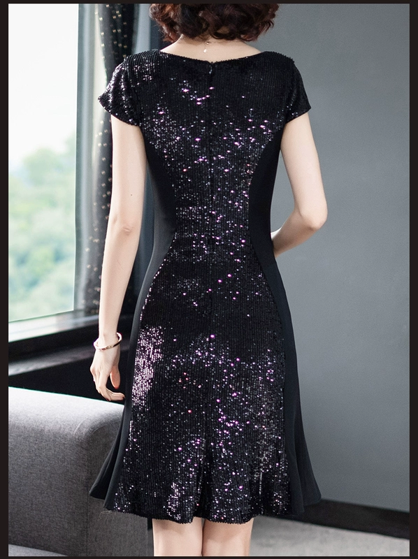 Váy sequin đen nữ 2019 xuân hè mới khảm xù thời trang váy đuôi cá thon gợi cảm - Sản phẩm HOT
