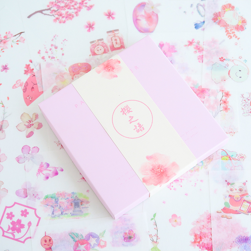 Sakura's Words 50 Pieces Of Non Repeating / Paper Feeding TapeHand account Stickers suit Ins wind like a breath of fresh air Japanese  lovely Super cute Cartoon Girlish heart Hand account source material tool Retro character Internet celebrity 100 Zhang a set originality decorate Small pattern a copy Stationery