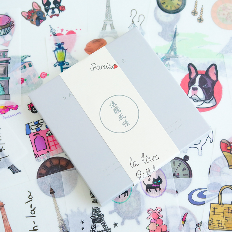 50 Pieces Of Non Repeating / Paper Feeding Tape In FranceHand account Stickers suit Ins wind like a breath of fresh air Japanese  lovely Super cute Cartoon Girlish heart Hand account source material tool Retro character Internet celebrity 100 Zhang a set originality decorate Small pattern a copy Stationery