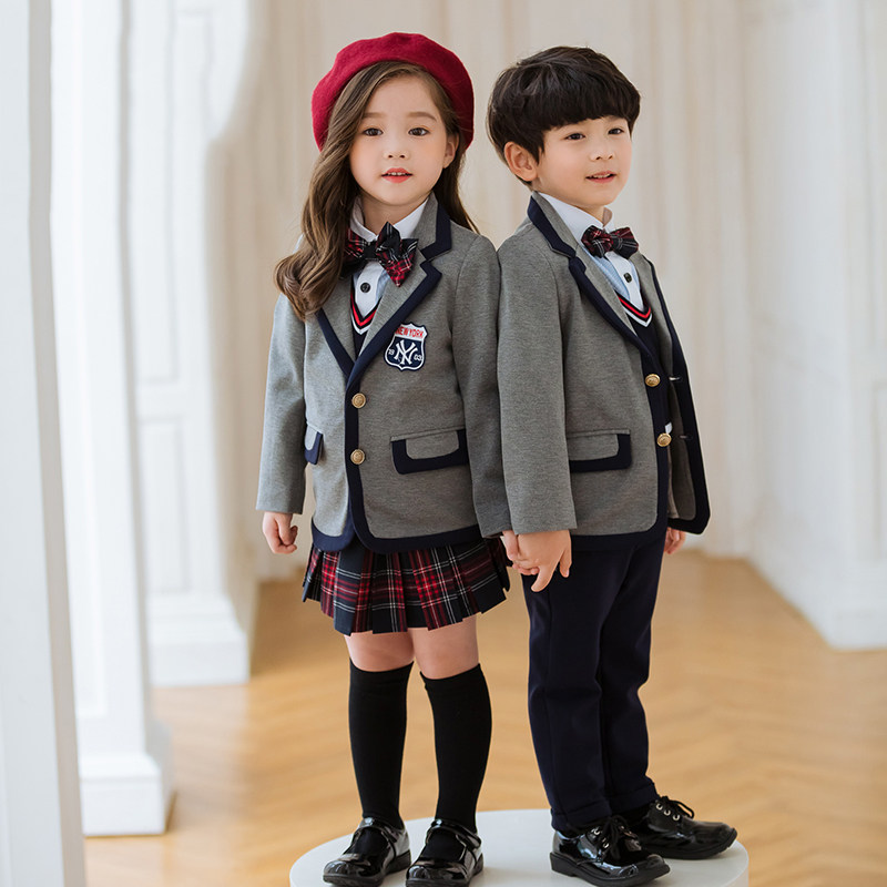 British style elementary school uniform spring and autumn gray suit suit winter children's performance performance class uniform kindergarten uniform