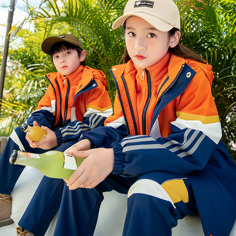 Children's submachine clothes three-in-one detachable primary and middle school uniforms Thickened Windproof Autumn Winter Class Clothes Kindergarten Garden Suit-Taobao