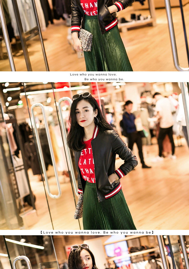 Кожаная куртка 清仓真皮皮衣女宽松外套春秋2025春秋韩版学生皮夹克羊皮衣棒球服 Juccy carutar