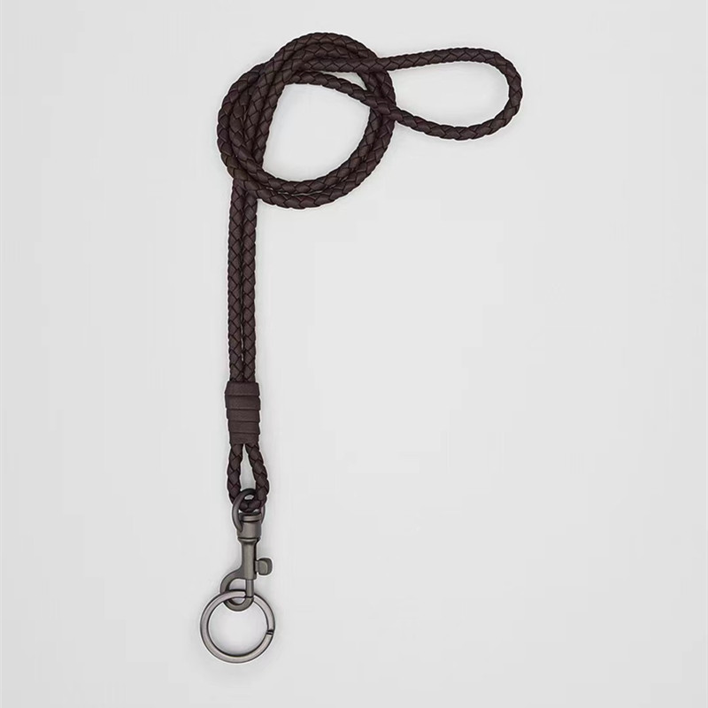 Genuine Leather Key Lanyard, Sheepskin Braided Neck Strap, Access Card Holder, Long Key Chain, High-End Car Key Ring