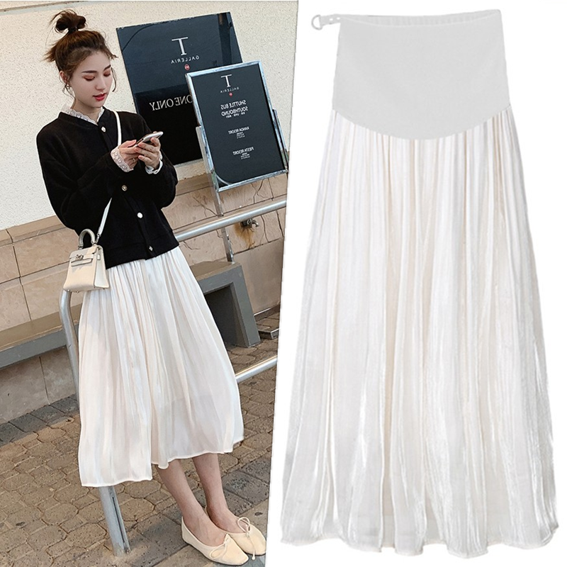 Spring 2022 new maternity mesh skirt fashion spring and autumn dress tide mom support abdomen thin feeling mid-length skirt