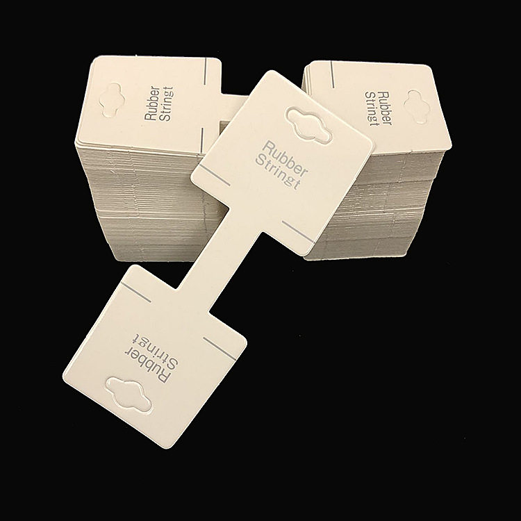 Live jewelry packaging card paper hair ring hanging card rubber band hair ring pair origami card hanging tag bright white Rubber hanging card
