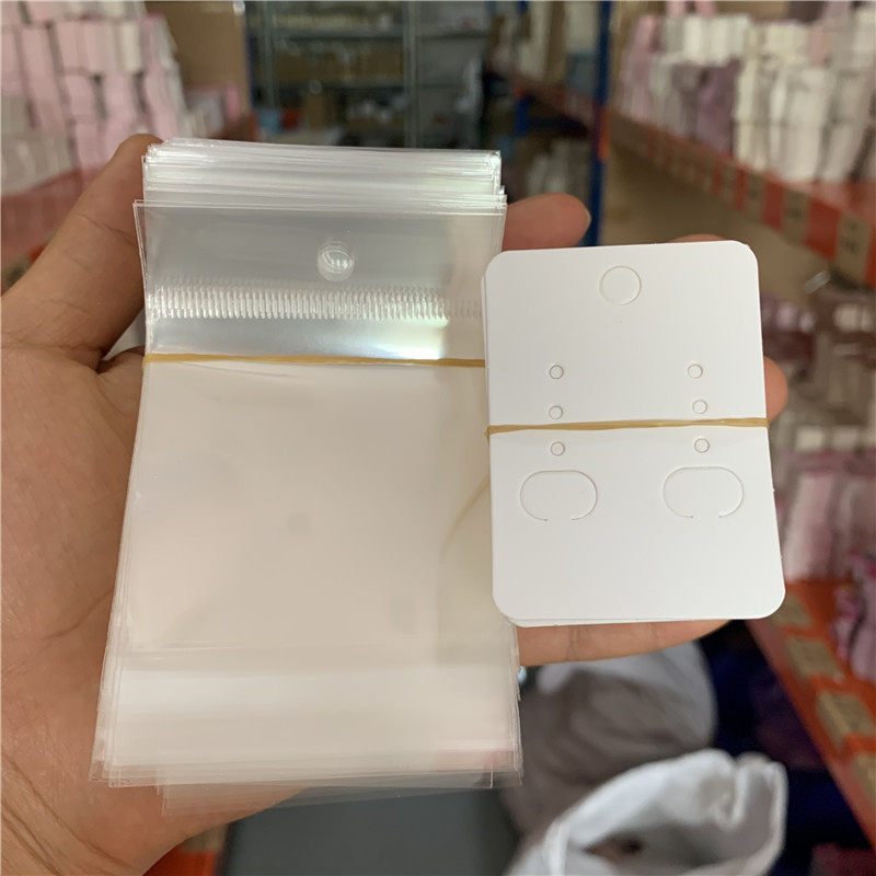 KP202 Live with small number blank cardboard 5 5 * 4 ear pin cards plus a 6 * 10 about 200 transparent bags