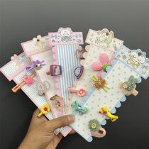 One hundred pieces of DIY handmade cream glue hairpin packaging card card head cartoon bear and rabbit tag hair accessories long card paper