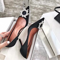Giant Shiny Temperament Van Cusp Shallow Mouth Water Drill Sun Flowers High Heels Silver Superior Hime Wind Single Shoes
