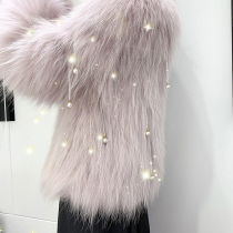 Net red dog fur woven fur coat female short-term heavy worker pearl 2022 new fox fur fairy style