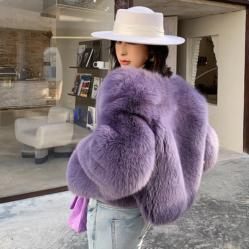 UPFURS imports the whole leather fox fur straw jacket woman ultra short 2021 new young subs young