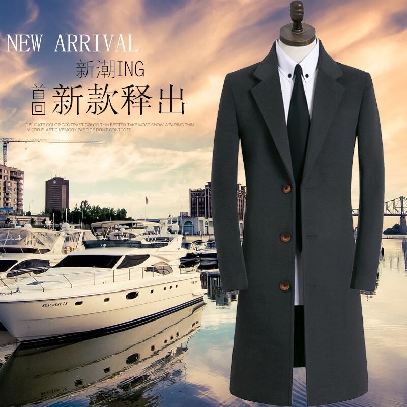 2021 pure color men's clothes men's fat cloak winter popular trend dad dressed red