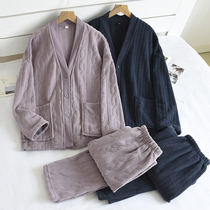 Lovers pyjamas womens autumn winter home Coral Suede Thickening Plus Suede Men V Collar Jersey Big Code Two Suits