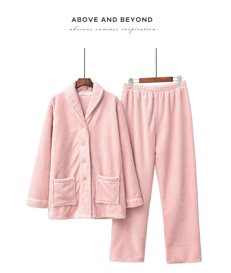 2018 đồ ngủ đôi nữ quần dài tay dày flannel san hô nhung ấm áp phục vụ nhà phù hợp với nam thu đông bộ thu đông cho vợ chồng