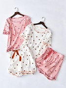 2018 cotton đồ ngủ của phụ nữ mùa hè thường ngắn tay quần short cotton cuống dâu in nhà dịch vụ phù hợp với