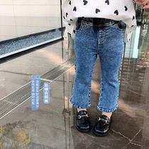 Girls Korean version of jeans foreign style 2021 spring clothes new children Spring and Autumn micro Lamas baby Joker loose pants