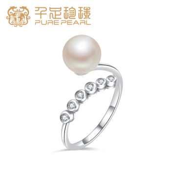 Qianzu/yueming/freshwater nuclear pearl ring s925 silver near round high light versatile daily open ring for women