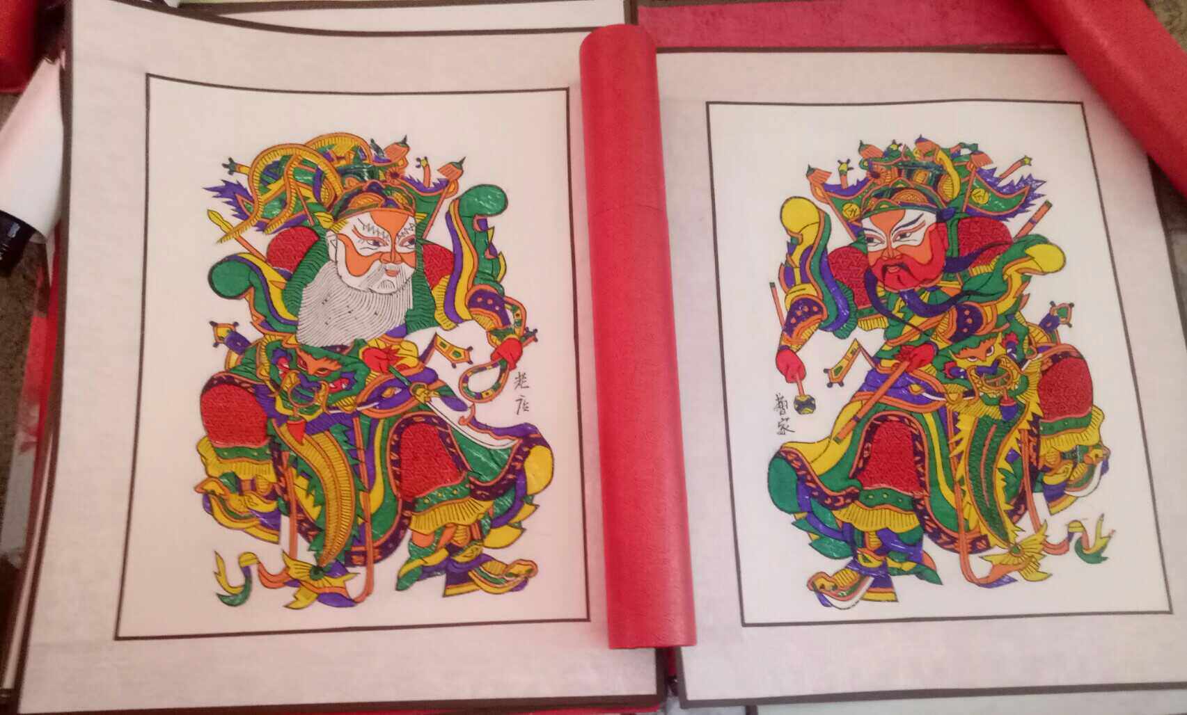 Zhu Xian Zhen Wooden Board Year Painting Dragon Tiger Gate God Baoan Auspicious Classic Year Painting