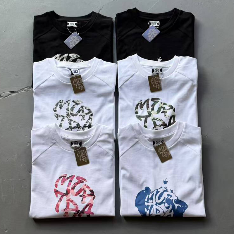 High-Quality Cross-Border European and American Niche Trendy Brand Mertra Heavyweight Short-Sleeve T-Shirt for Men and Women with Special Sanskrit Letter Print Tee