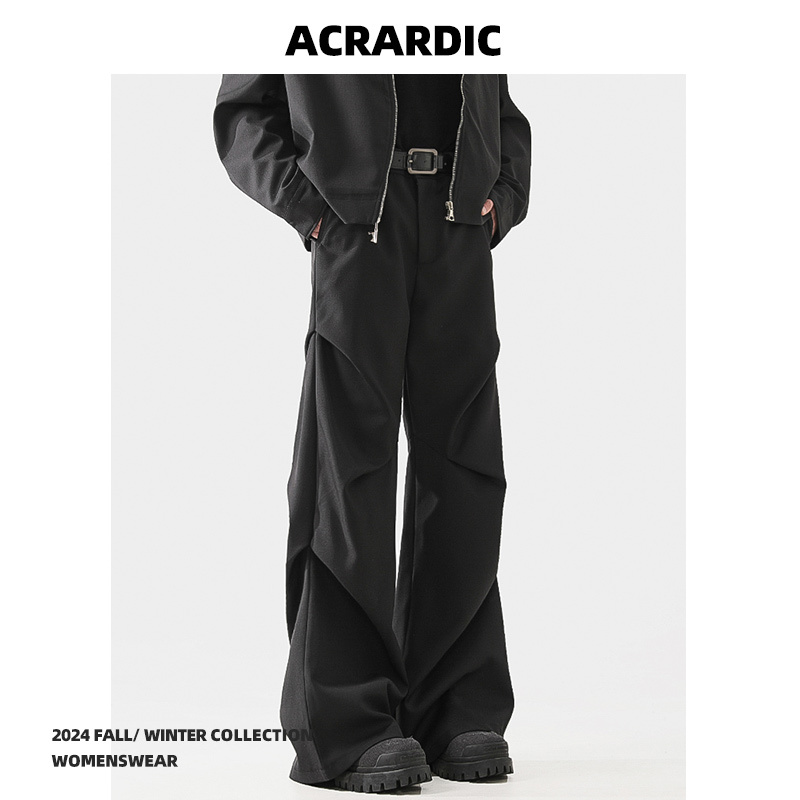 Acrardic (New Trousers) Men's and Women's Three-Dimensional Pleated Design Suit Pants Niche High Street Wide-Leg Casual Pants Trendy