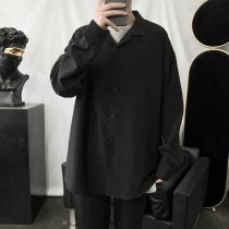 @ Fang Shao mens autumn Hong Kong style simple solid color lapel long sleeve shirt men Korean version of ins trend Joker coat