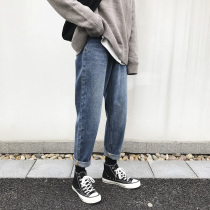  @Fangshao mens Hong Kong style autumn ins loose jeans Korean version of mens straight dad pants tide student trousers