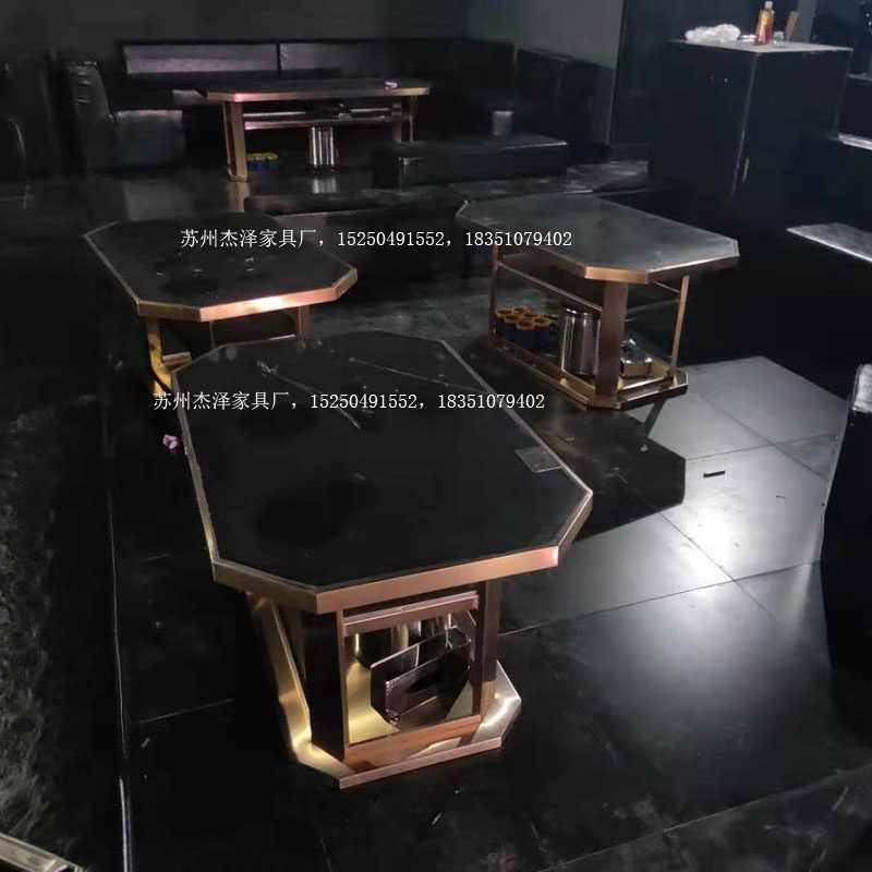KTV Rose Gold Plated Titanium Tea Table Luminous Bar Bulk Table Table And Chairs Nightfield Bag bar tea table