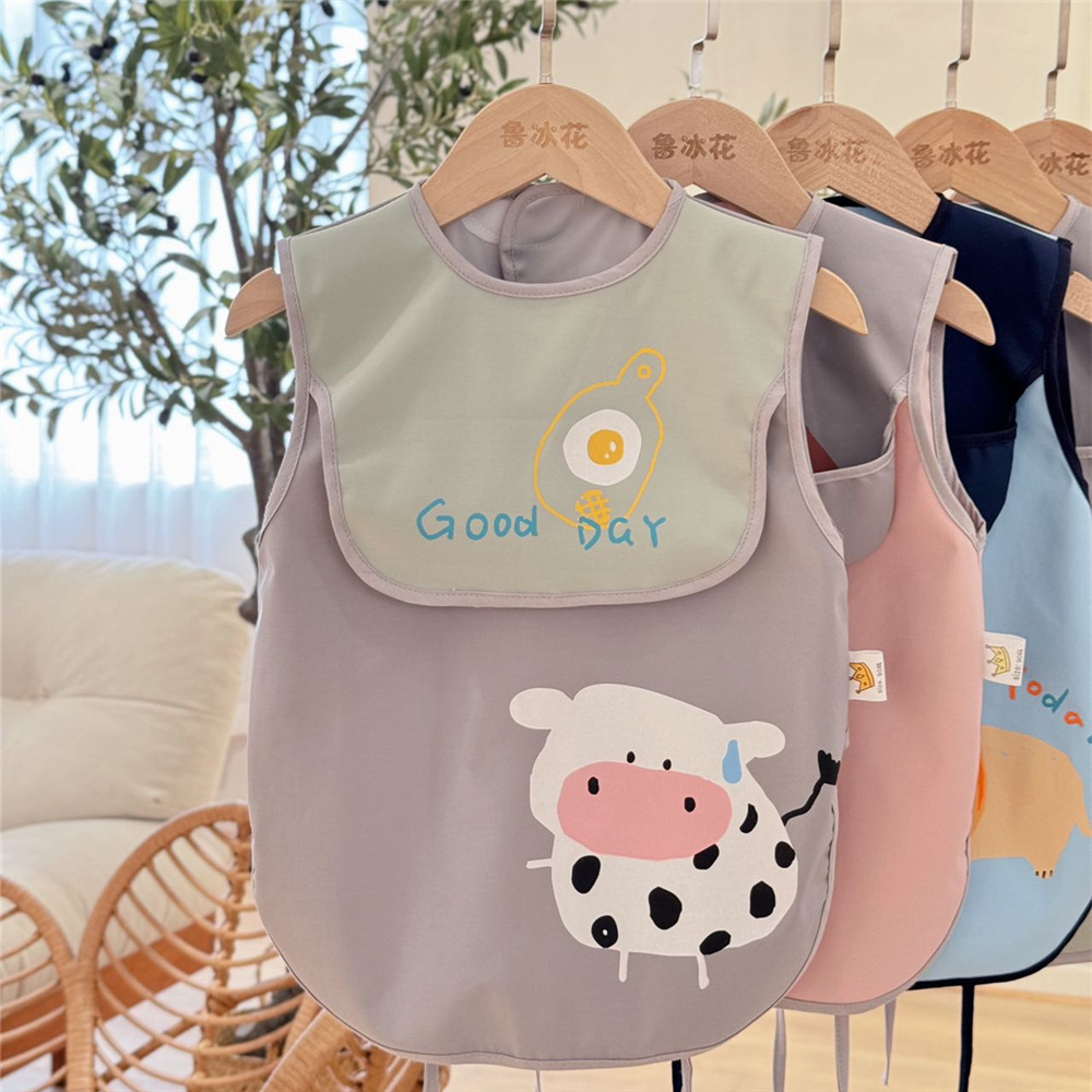 Lu Binghua children's waterproof smock baby autumn and winter short-sleeved infant and toddler eating bib anti-dirty reverse dressing kindergarten