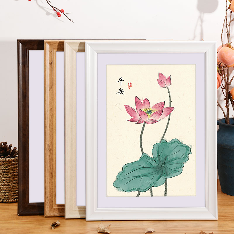 Country painting frame hanging wall mounted calligraphy character painting wooden phase frame 16 inch 20 cross embroidered frame self-loading 4k open 8k