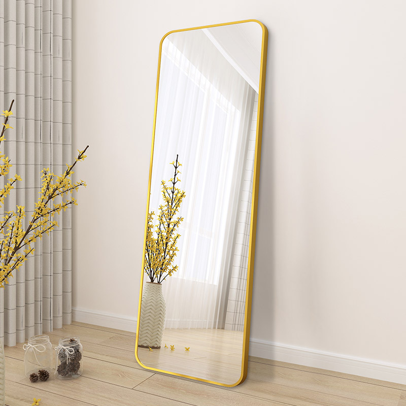 Full body dressing mirror against the wall home girl bedroom floor mirror wall hanging paste clothing store hanging wall fitting light luxury