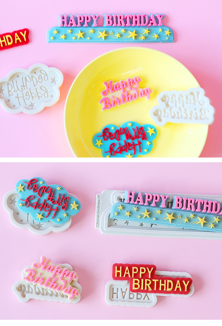 Tiếng Anh chúc mừng sinh nhật chúc mừng sinh nhật sô cô la fondant mousse bánh trang trí nến silicone khuôn - Tự làm khuôn nướng khuon banh khot
