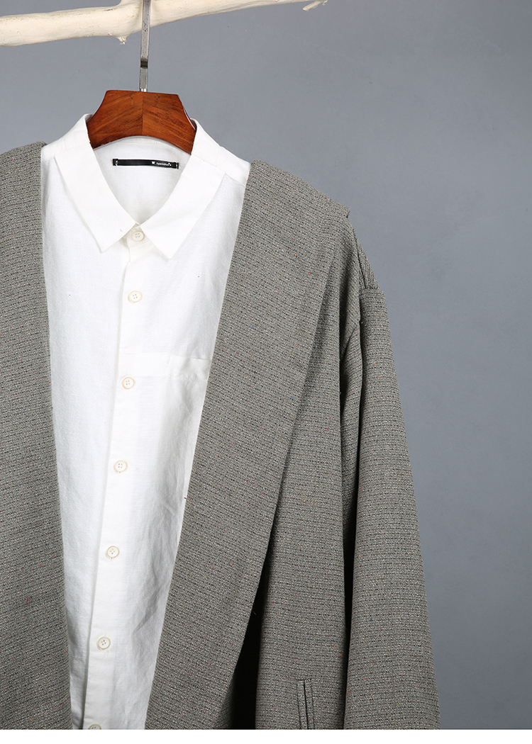 Áo khoác mùa thu phù thủy cho nam Áo dệt hai màu cotton và vải lanh màu trường học trẻ trung đội mũ trùm đầu áo khoác nam áo gió 1 lớp