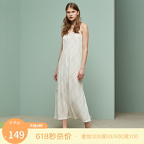 Spring Summer Pajamas Lady Harness Dew Back Sexy Plaid Pendant With Skirt Pyjamas Dress With Long Skirt