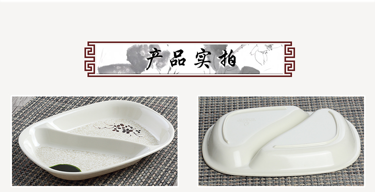 Tấm melamine xanh tấm nhựa hai tấm lưới ba tấm lưới căng tin thức ăn nhanh tấm melamine bộ đồ ăn cơm khay inox đựng thức ăn