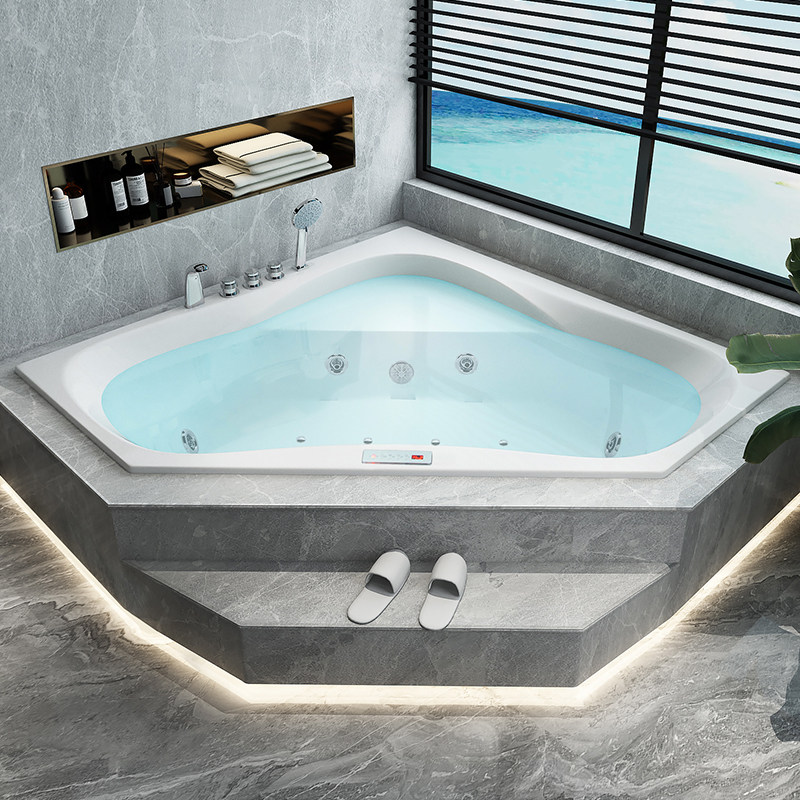 Acrylic Double Bathtub Wall Corner Triangle Flush lovers Home thermostatic bath Surfing Massage Bubble Bath