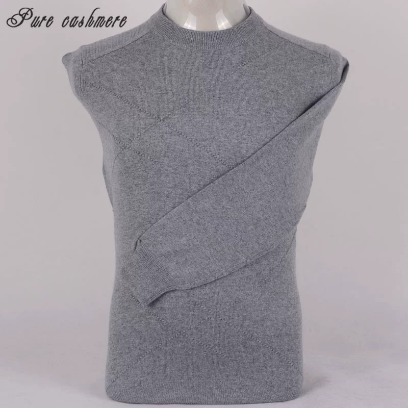 Tinh tế Nội Mông Mùa đông Áo len cashmere tinh khiết Đàn ông dày ấm Giảm trưởng thành Tuổi trẻ giản dị Áo len cashmere Y69 - Áo len Cashmere