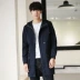Janekyleky thường nam 2018 mùa thu mới áo dài trench nam Han Áo trùm đầu cotton áo khoác nam áo gió 2 lớp chống nước Áo gió